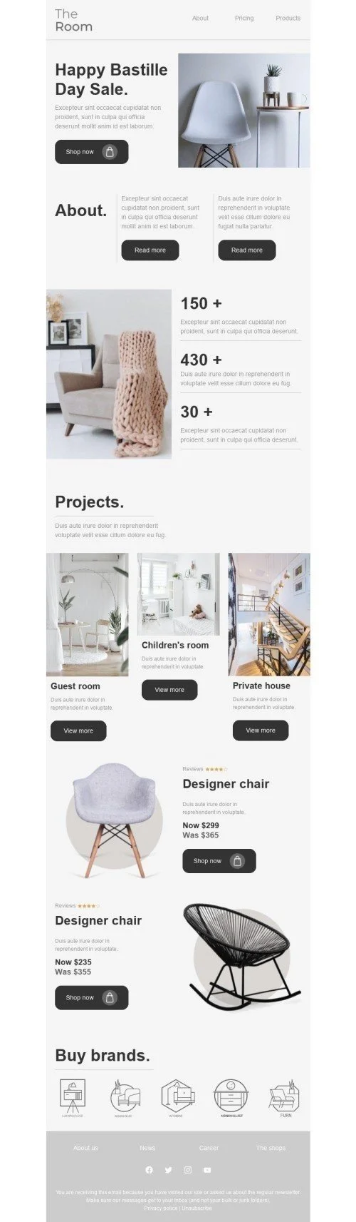Bastille Day Email Template "The Room" for Furniture, Interior & DIY industry