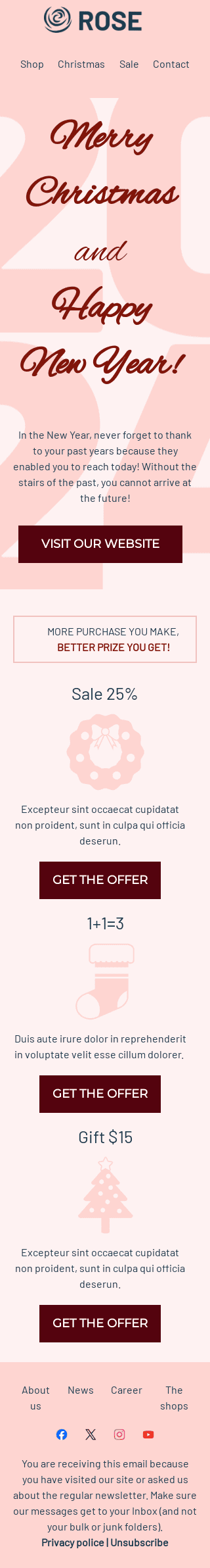 Modelo de E-mail de «Faça mais compras» de Natal para a indústria de Moda Visualização de dispositivo móvel