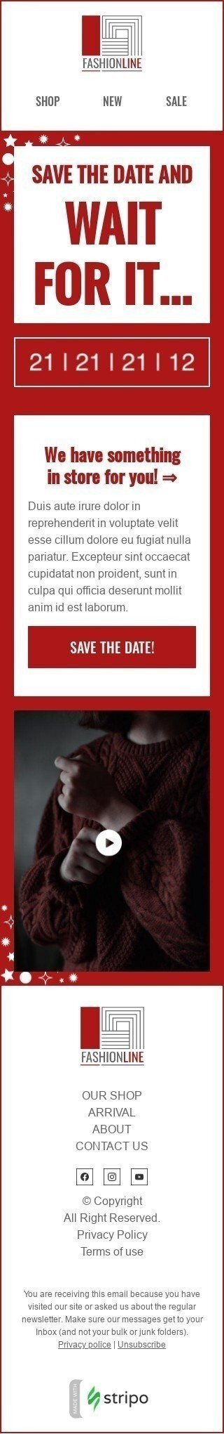 Modello Email Teaser «Aspettalo» per il settore industriale di Moda Visualizzazione mobile