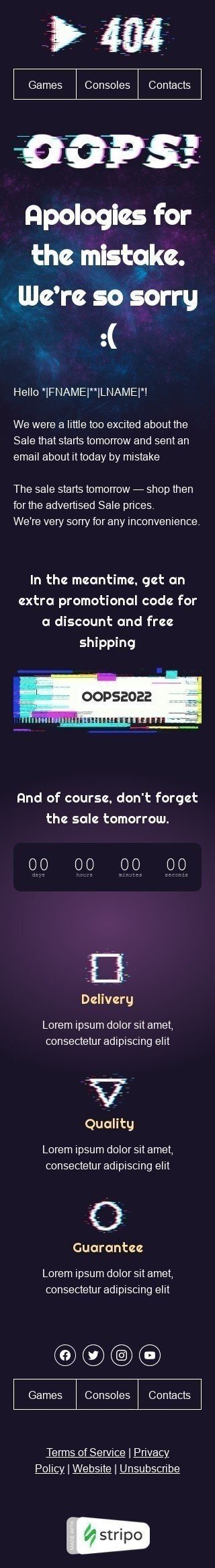 Plantilla de correo electrónico «Disculpas por el error» de Disculpa para la industria de Gadget Vista de móvil