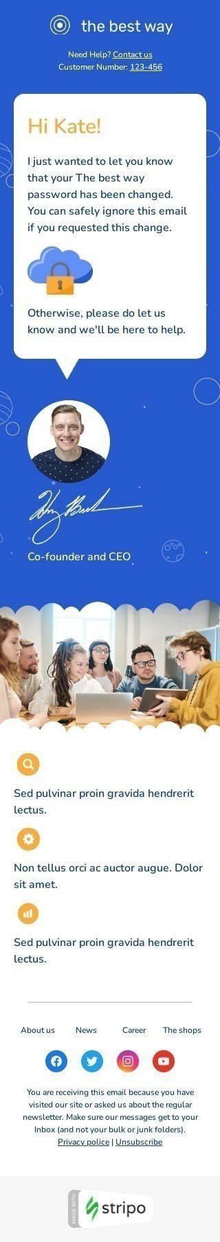 Password Reset Email Template "Password Reset" for Education industry mobile view