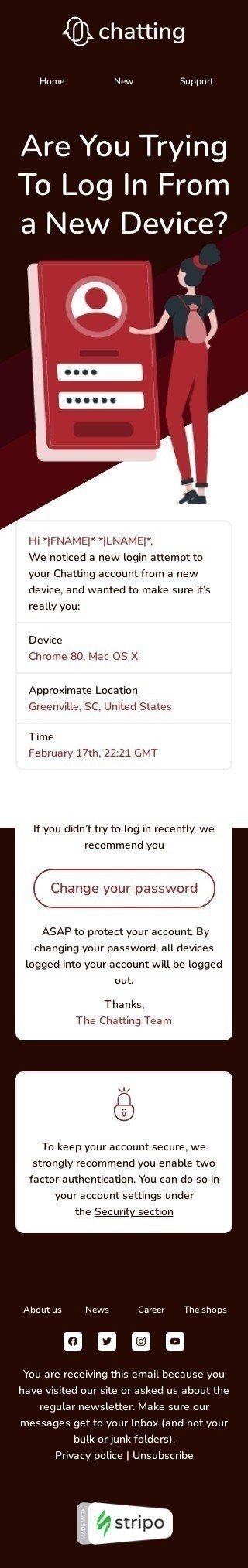 Password Reset Email Template "Trying to log in" for Hobbies industry mobile view