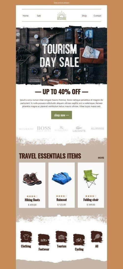 World Tourism Day Email Template «Travel essentials items» for Travel industry mobile view
