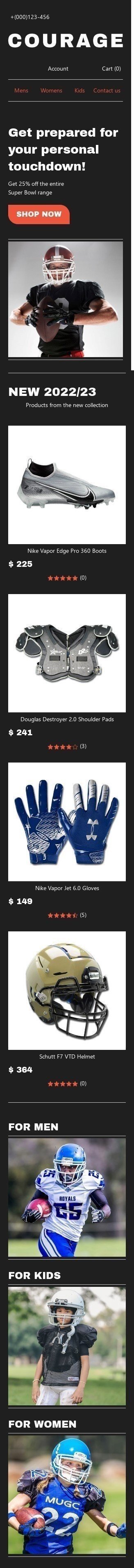 Modello Email Super Bowl «Prepararsi» per il settore industriale di Sport Visualizzazione mobile