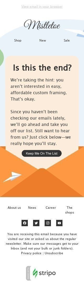 Plantilla de correo electrónico «¿Es este el final?» de Retención y reactivación para la industria de Moda Vista de móvil
