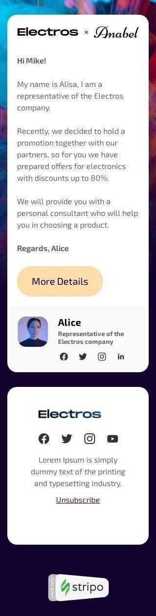 Modelo de E-mail de «Novos clientes» de Destinatário específico para a indústria de Comércio eletrônico Visualização de dispositivo móvel