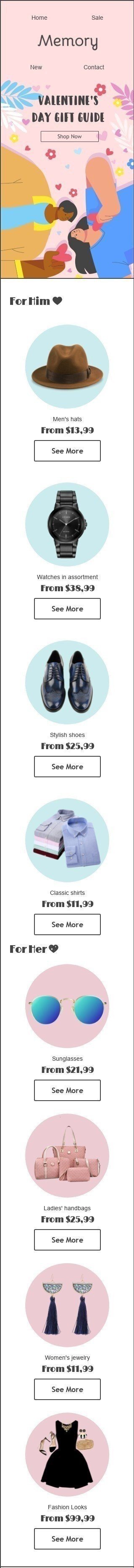 Шаблон письма к празднику День Св. Валентина «Отправить бесплатную цифровую валентинку» для индустрии «Мода» мобильный вид