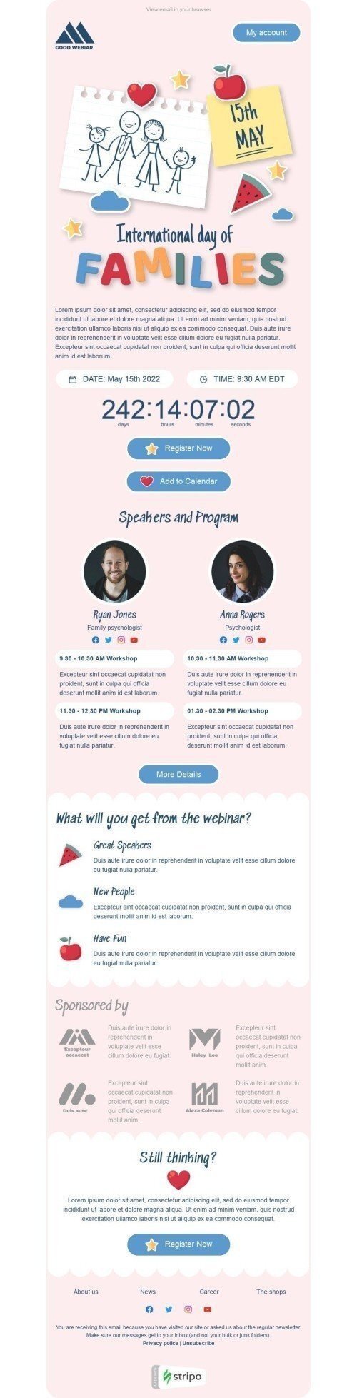 International Day of Families Email Template "Family psychologist" for Webinars industry mobile view