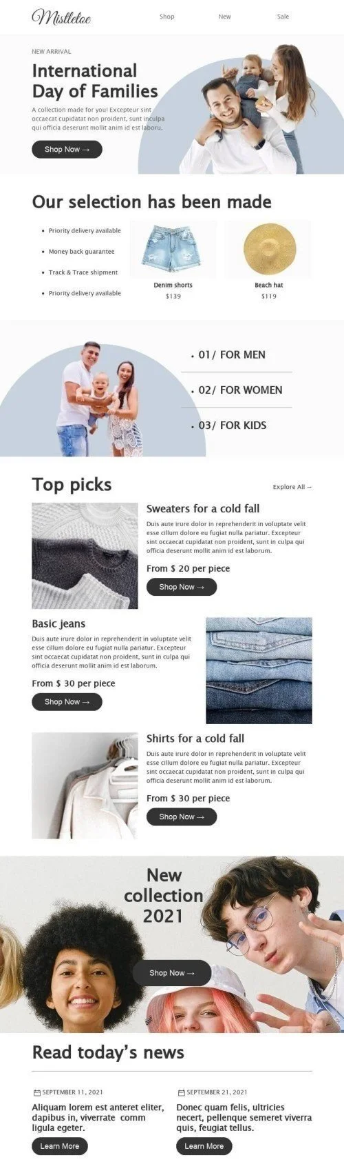 International Day of Families Email Template "Mistletoe" for Fashion industry