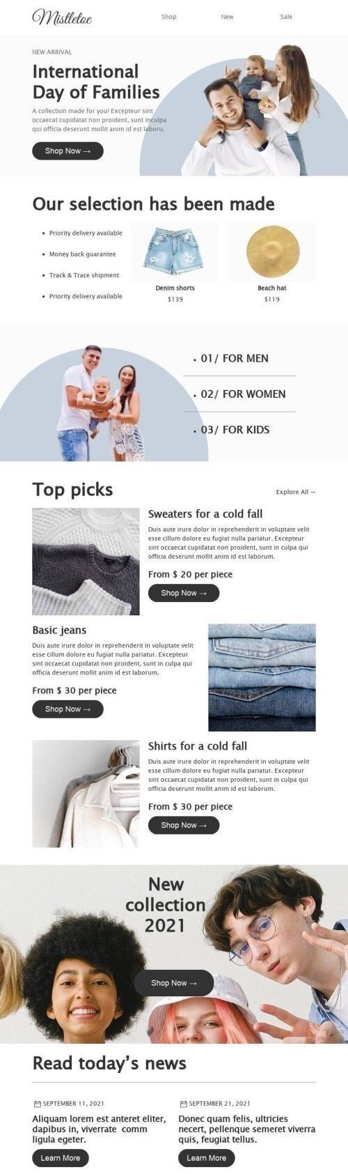 International Day of Families Email Template "Mistletoe" for Fashion industry mobile view