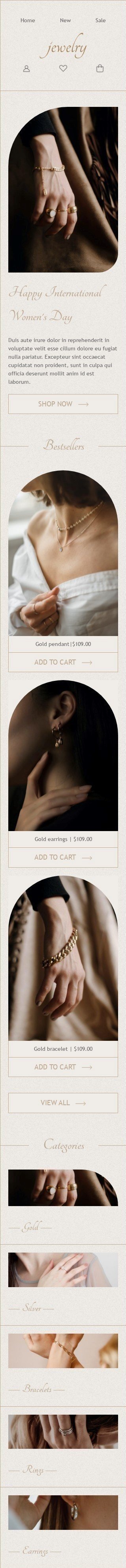 Шаблон письма к празднику Женский день «Лучшее для женщин» для индустрии «Ювелирные изделия и Украшения» мобильный вид