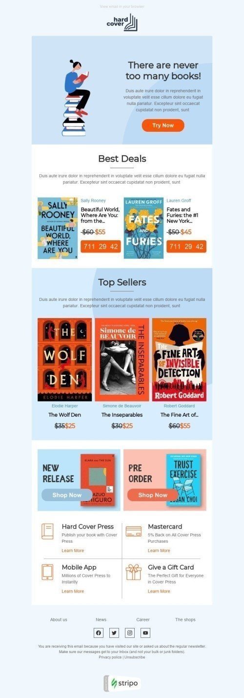 Book Lovers Day Email Template "Lots of books" for Books & Presents & Stationery industrydesktop view