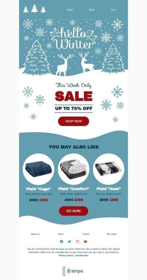 Winter E-Mail-Vorlage «Nur diese Woche» für Möbel, Innenausstattung & DIY-Branche Ansicht auf Mobilgeräten