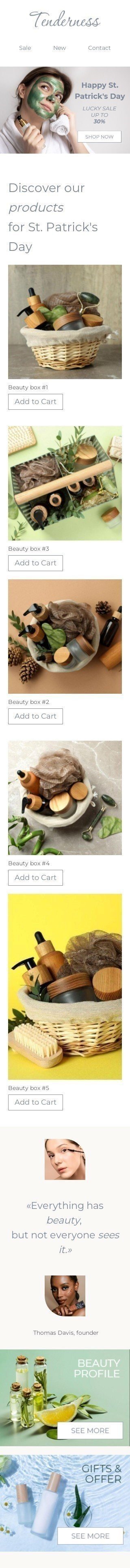 Modelo de E-mail de «Tudo tem beleza» de Dia de São Patrício para a indústria de Beleza e Cuidados Pessoais Visualização de dispositivo móvel