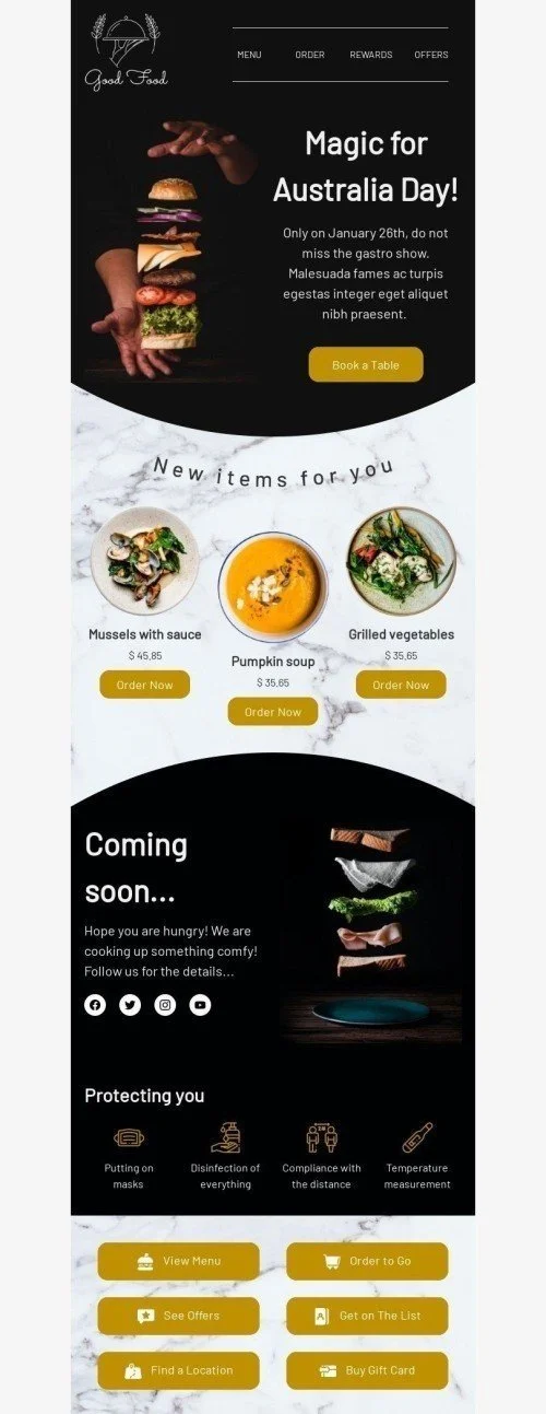 Australia Day Email Template "Gastro show" for Restaurants industry