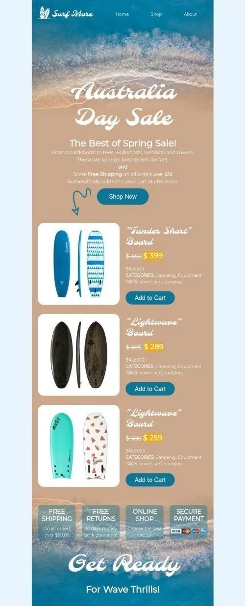 Australia Day Email Template "Get ready" for Fitness industry