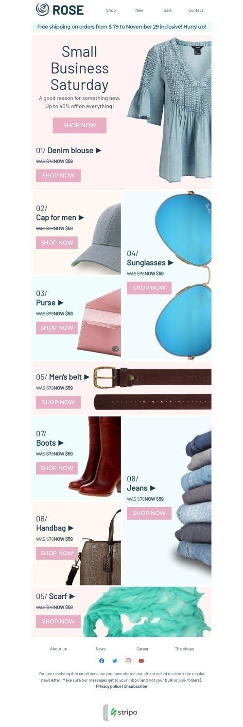 Modello Email Sabato delle piccole imprese «Qualcosa di nuovo» per il settore industriale di Moda Visualizzazione desktop