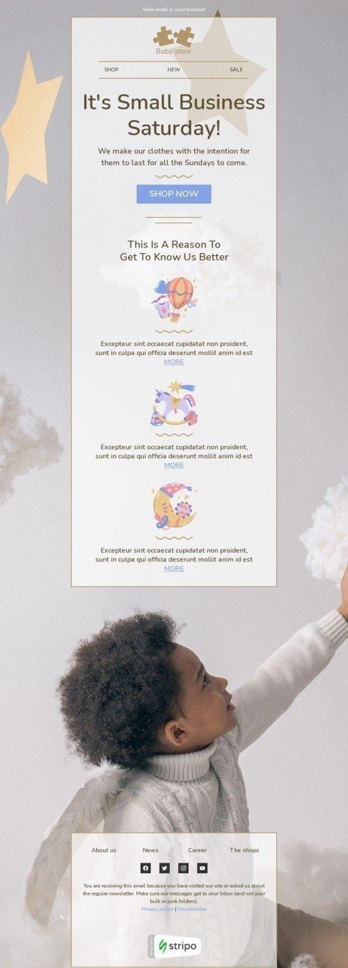 Small Business Saturday Email Template "Get to know us better" for Fashion industry mobile view