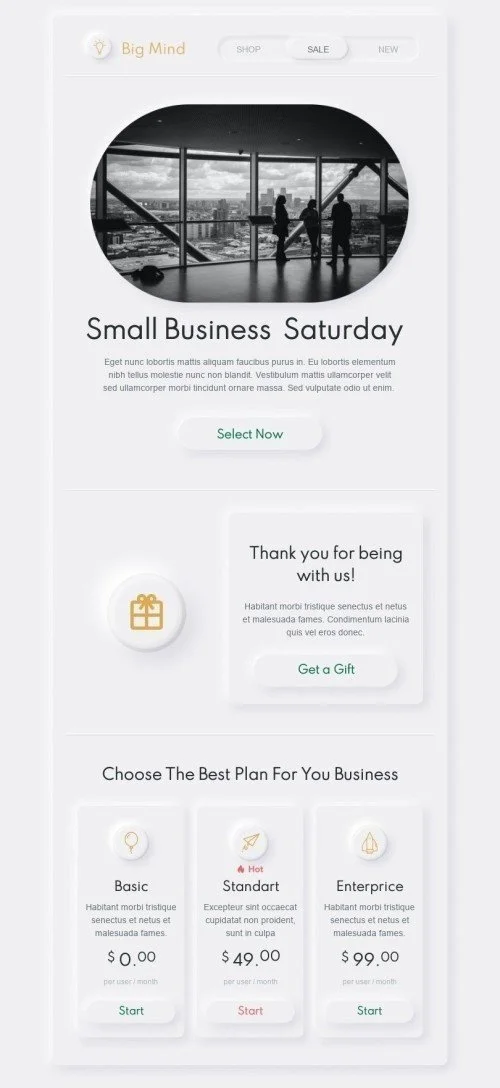Small Business Saturday Email Template "Neomorphism" for Business industry