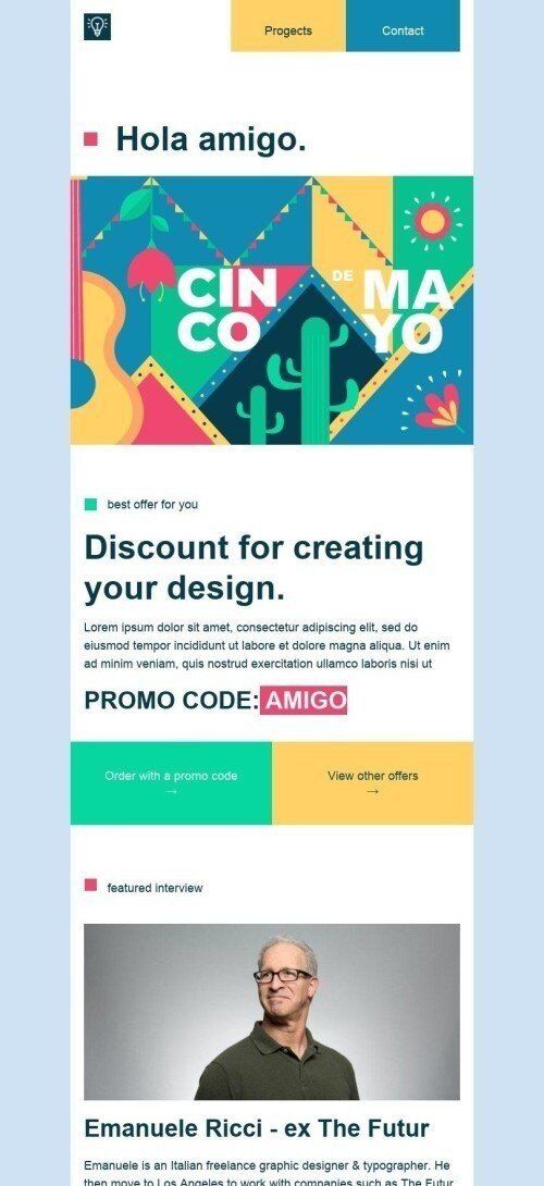 Modèle de courrier électronique Cinco de Mayo «Ami» pour le secteur Business Affichage mobile