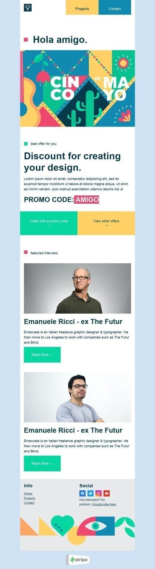 Modello Email Cinco de Mayo «Amico» per il settore industriale di Commercio Visualizzazione mobile