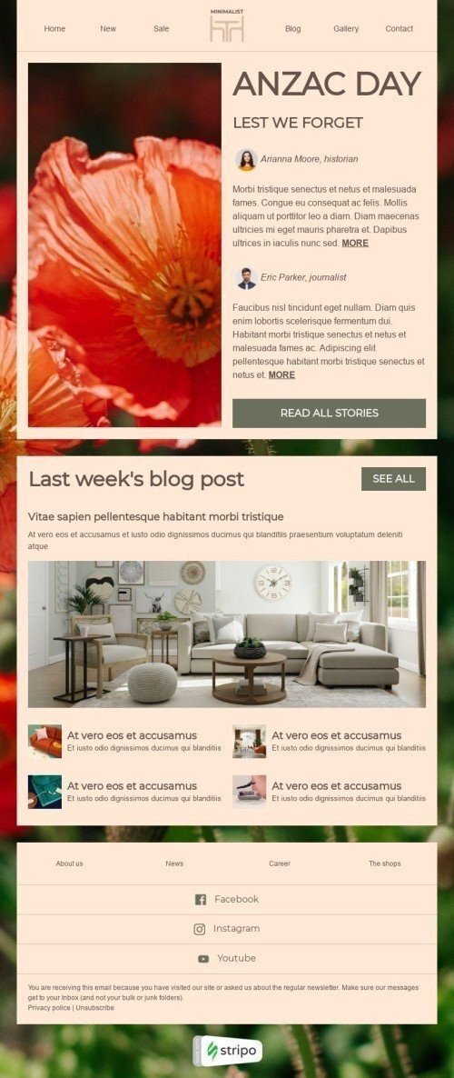 Шаблон письма к празднику День Анзак «Чтобы мы не забыли» для индустрии «Мебель, Интерьер, Декор» мобильный вид