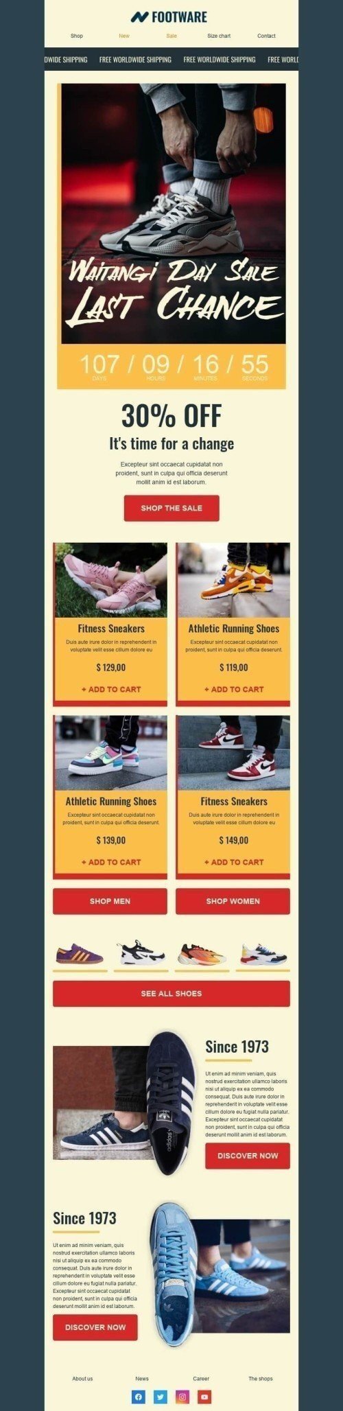 Modello Email Giorno di Waitangi «È ora di cambiare» per il settore industriale di Moda Visualizzazione desktop