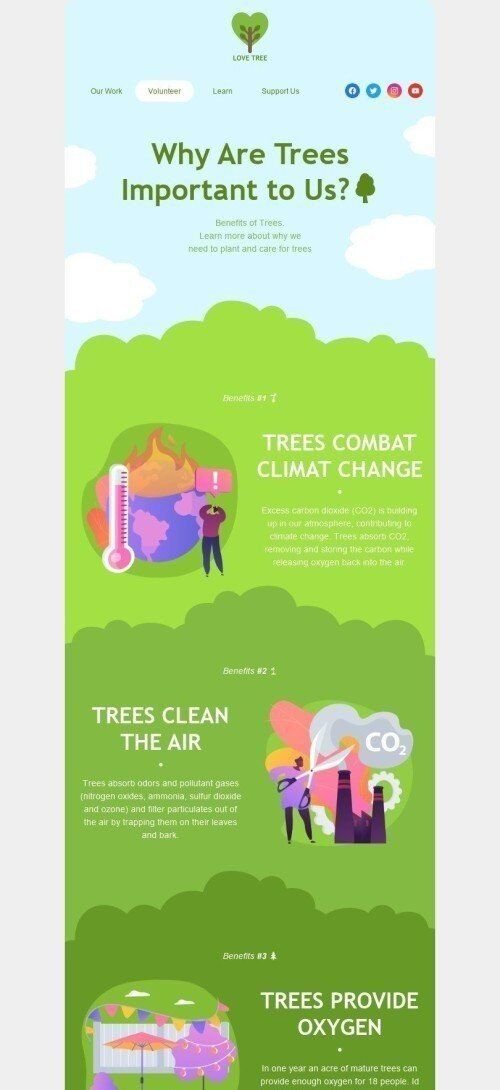 Modelo de E-mail de «Árvores importantes para nós» de Dia Mundial do Ambiente para a indústria de Arrecadação Visualização de dispositivo móvel