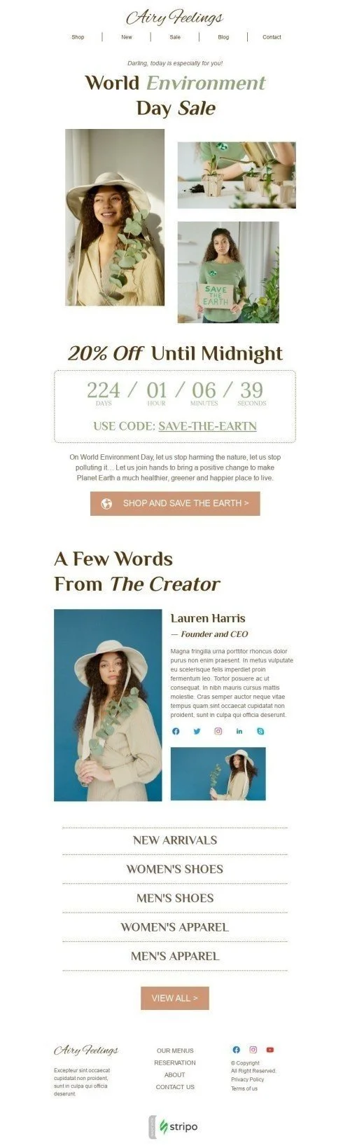 World Environment Day Email Template "Stop harming nature" for Fashion industry
