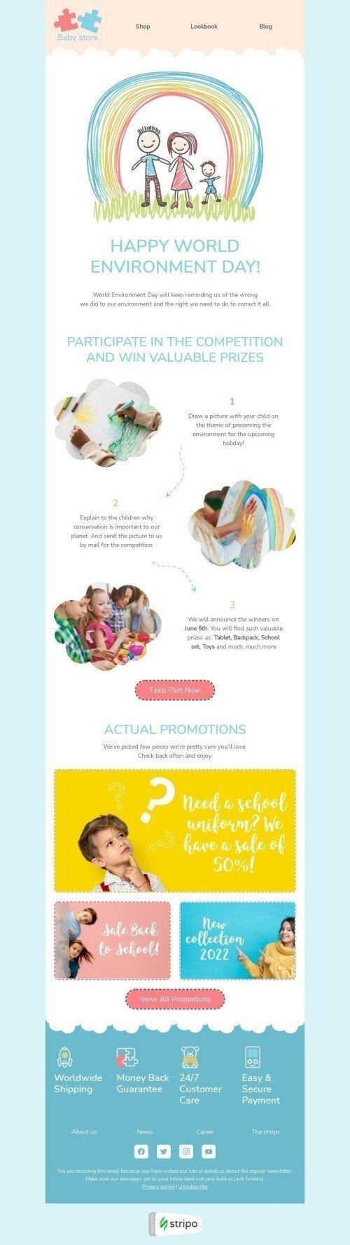 Modello Email Giornata mondiale dell'ambiente «Concorso di disegno» per il settore industriale di Prodotti per bambini Visualizzazione desktop