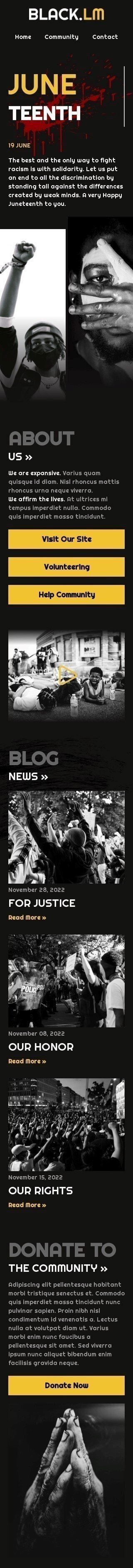 Modelo de E-mail de «Por justiça» de Juneteenth para a indústria de Sem fins lucrativos e caridade Visualização de dispositivo móvel