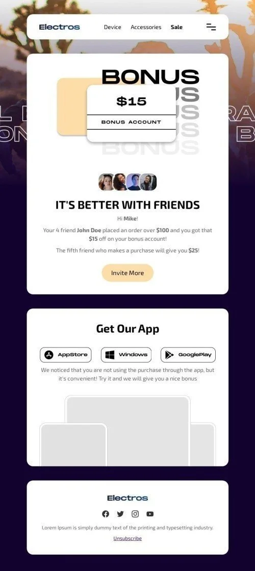 Referral Email Template "Referral Bonus" for Ecommerce industry