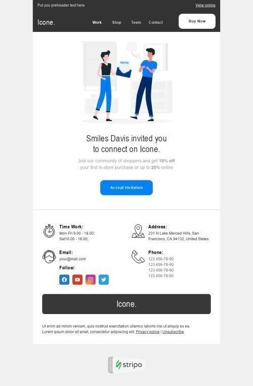 Modelo de E-mail de «Convite óbvio» de referência para a indústria de Móveis, Decoração e DIY Visualização de desktop