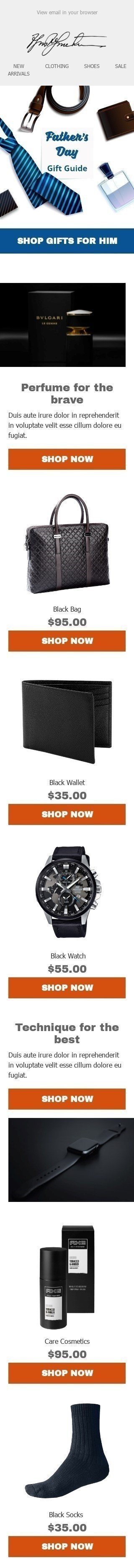 Father’s Day Email Template "Gift guide" for Fashion industry mobile view