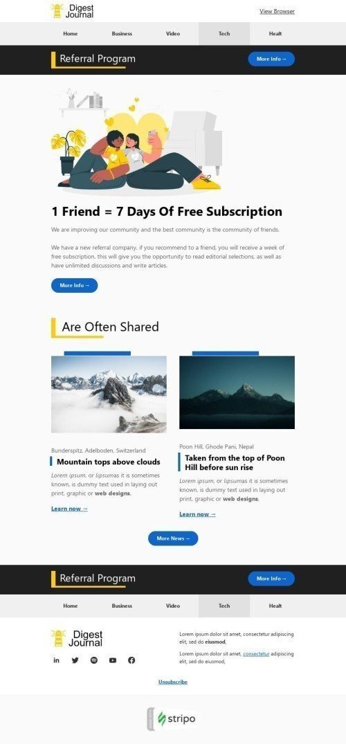 Empfehlungs E-Mail-Vorlage «Community-Verbesserung» für Publikationen und Blogs-BrancheDesktop-Ansicht