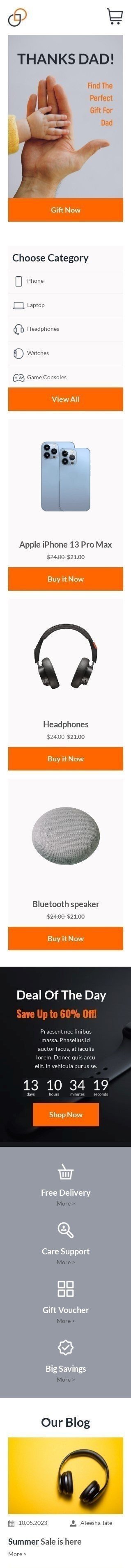 Father’s Day Email Template "Thanks Dad" for Gadgets industry mobile view