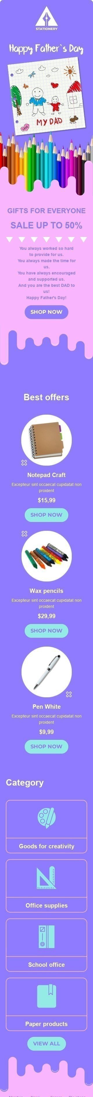 Father’s Day Email Template "I love my dad" for Books & Presents & Stationery industry mobile view