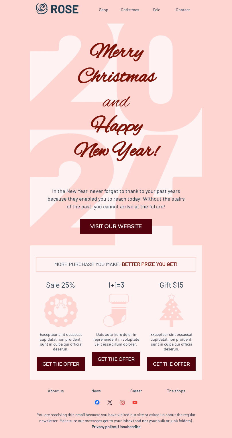 Christmas Email Template "Make more purchases" for Fashion industry mobile view