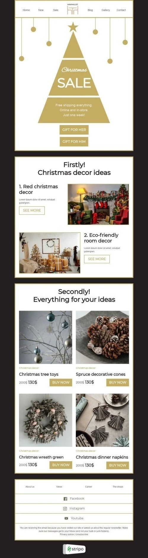 Christmas Email Template "Christmas decor ideas" for Furniture, Interior & DIY industry