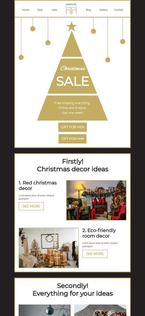 Plantilla de correo electrónico «Ideas de decoración navideña» de Navidad para la industria de Muebles, interior y bricolaje Vista de móvil