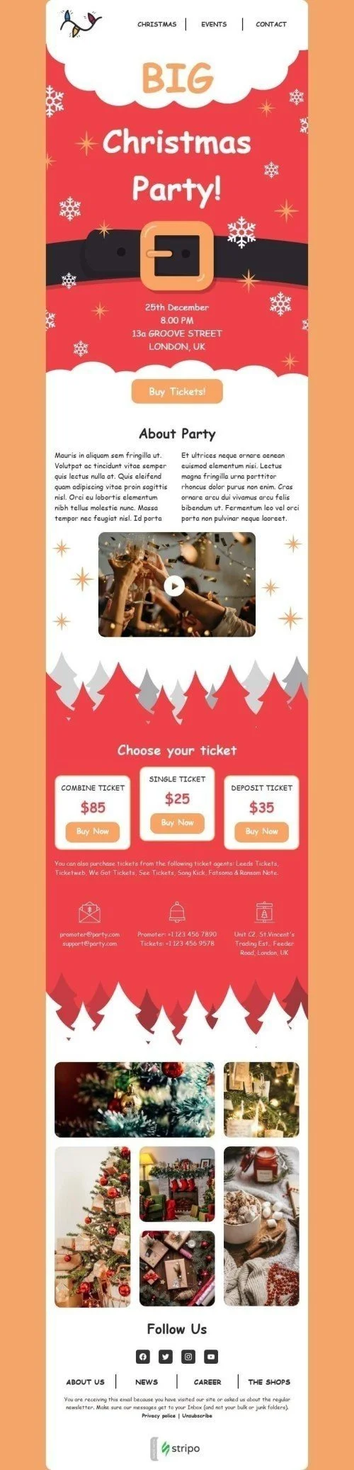 Christmas Email Template "Big Christmas Party" for Events industry