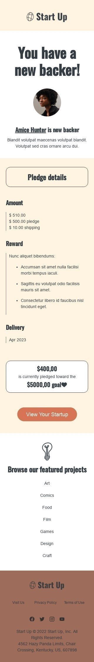 You have a new backer Email Template by Stripo.email