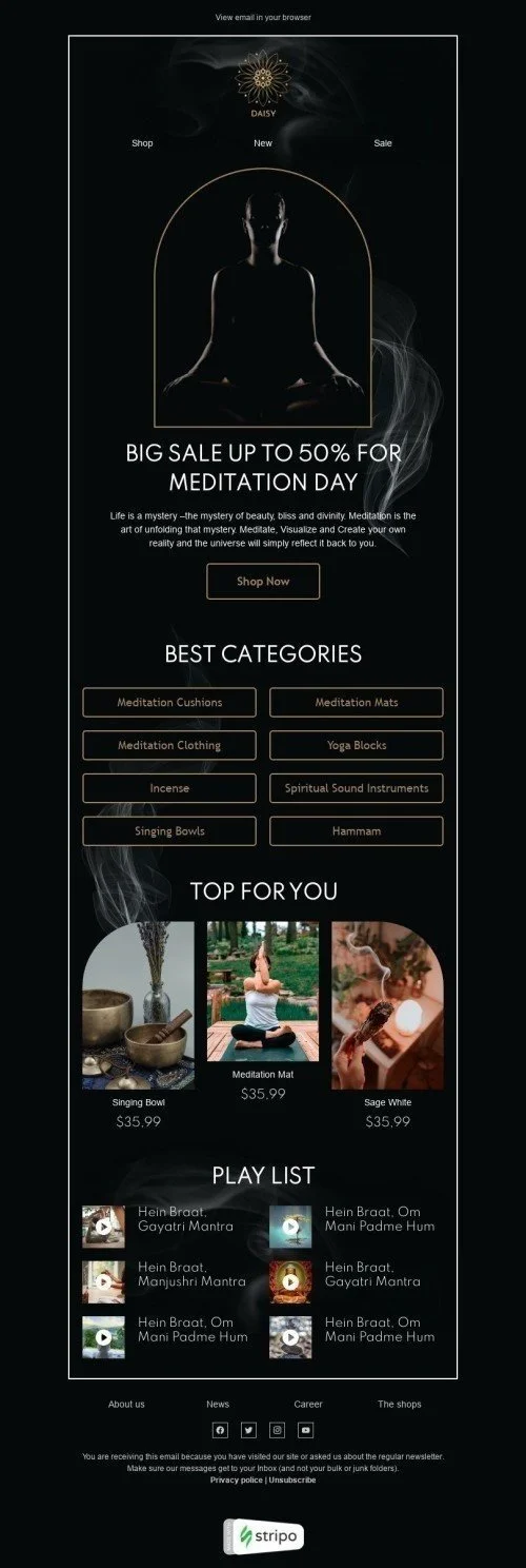 World meditation day Email Template "Life is a mystery" for Furniture, Interior & DIY industry