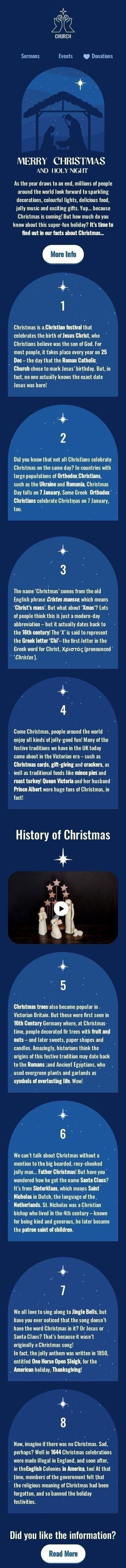 Promo Email Template "History of Christmas" for Church industry mobile view