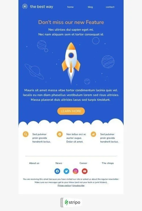 Product Update Email Template "Don’t miss our new feature" for Education industry