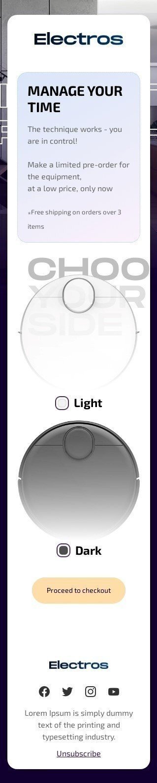 Промо шаблон письма «Управляйте временем» для индустрии «Электронная торговля» мобильный вид