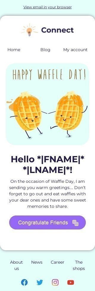 Шаблон письма к празднику Национальный день вафель «Поздравьте друзей» для индустрии «Хобби» мобильный вид