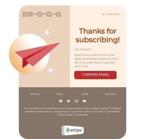 Bedanken E-Mail-Vorlage «Glücksbrief» für Mode-Branche Ansicht auf Mobilgeräten