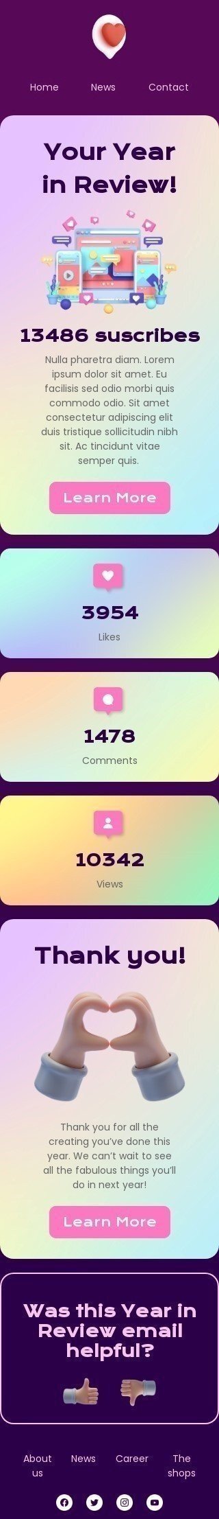 Modelo de E-mail de «Seu ano em análise» de Revisão anual para a indústria de Hobbies Visualização de dispositivo móvel