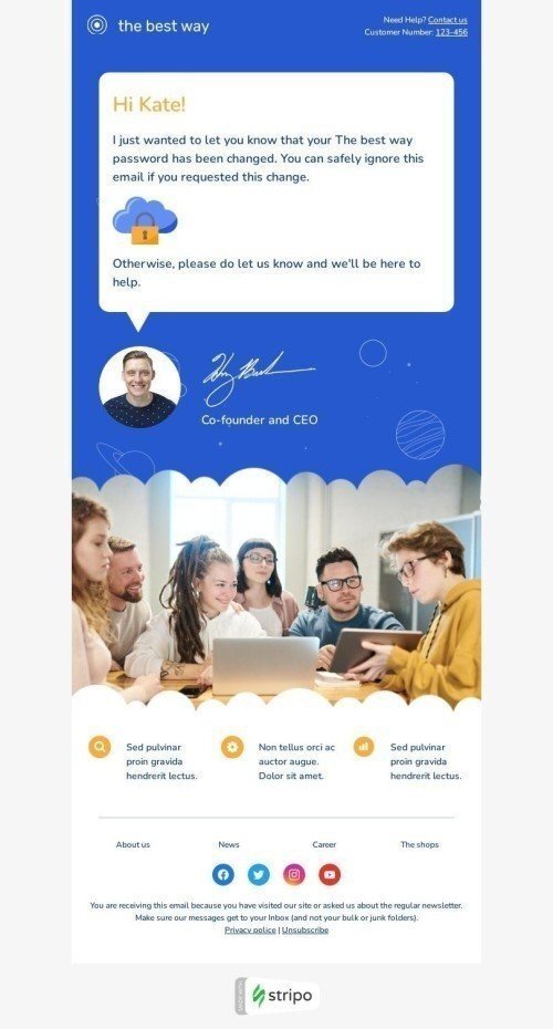 Password Reset Email Template "Password Reset" for Education industry desktop view